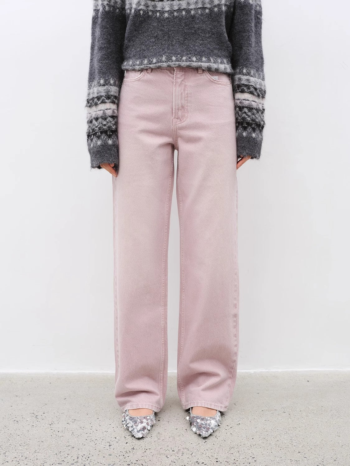 "Active Street" Retro casual fashionable colorful heavy washed slim all-match straight jeans