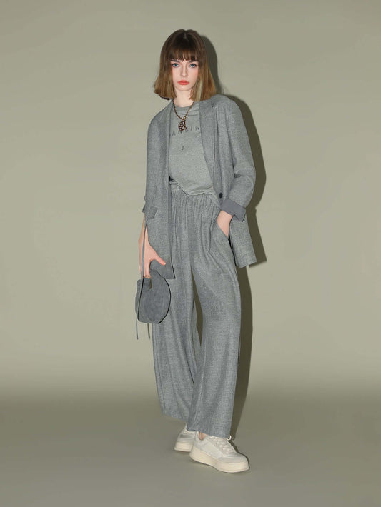 Grey Oversized Belted Blazer