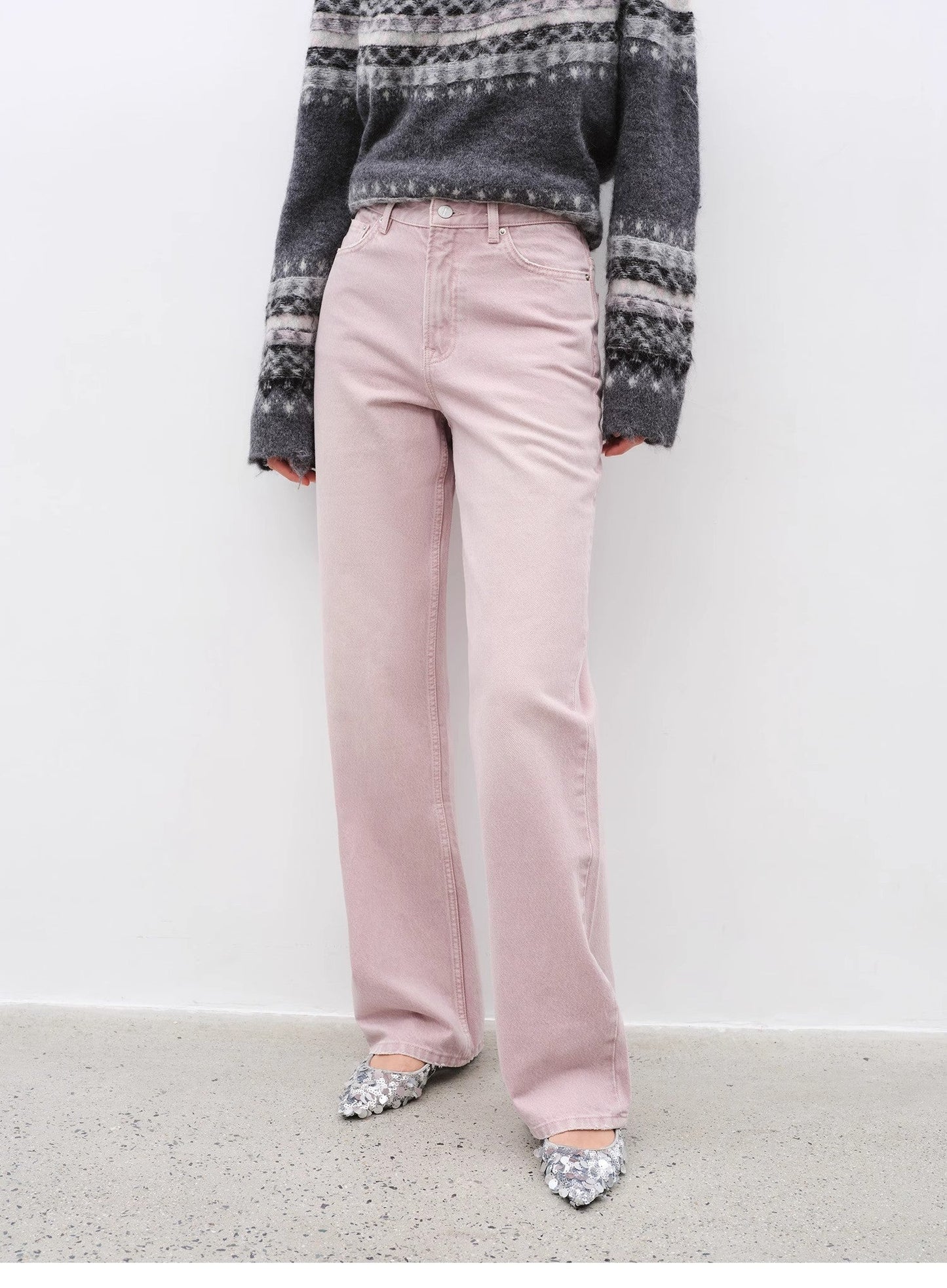 "Active Street" Retro casual fashionable colorful heavy washed slim all-match straight jeans