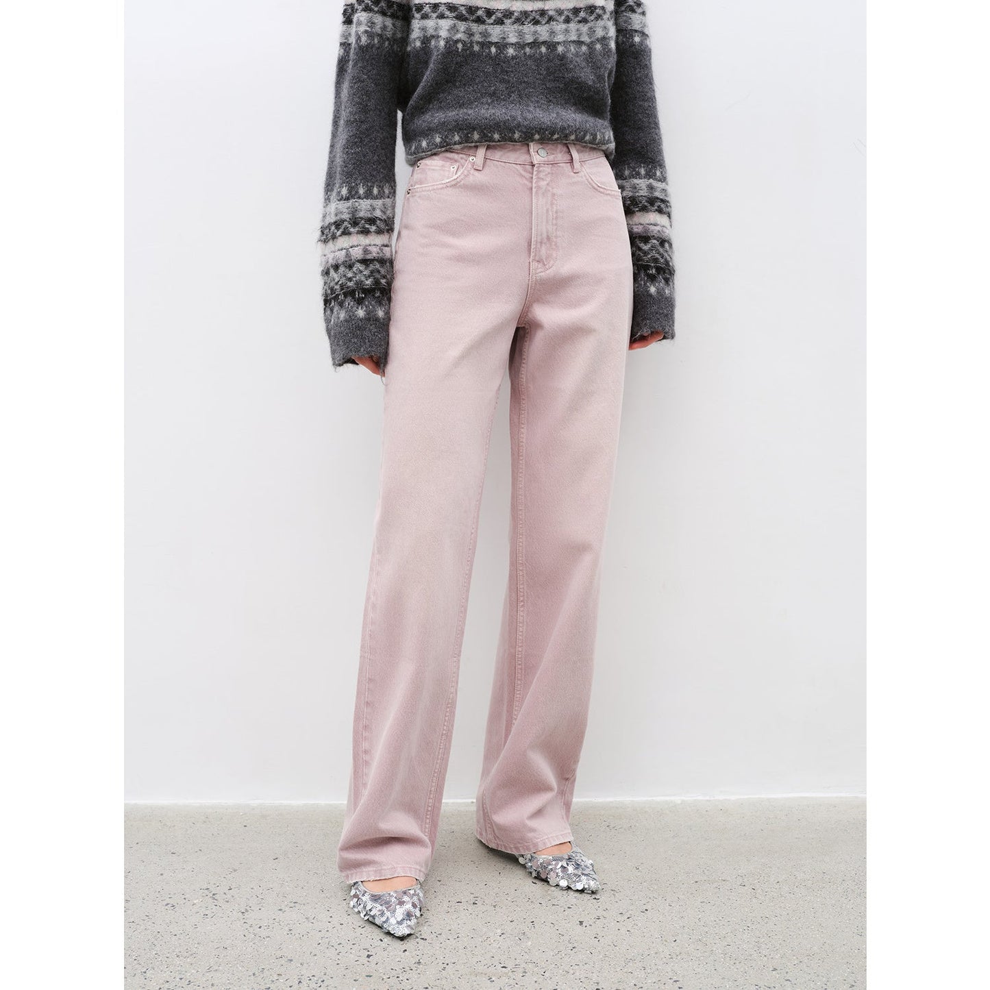 "Active Street" Retro casual fashionable colorful heavy washed slim all-match straight jeans