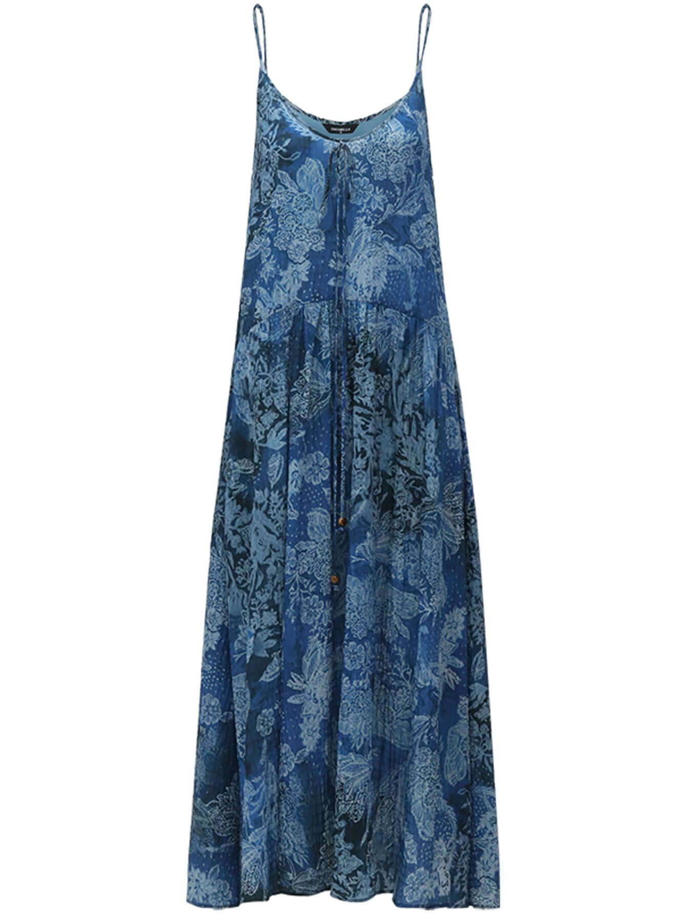 Bohemian Blue Floral Textured Maxi Dress